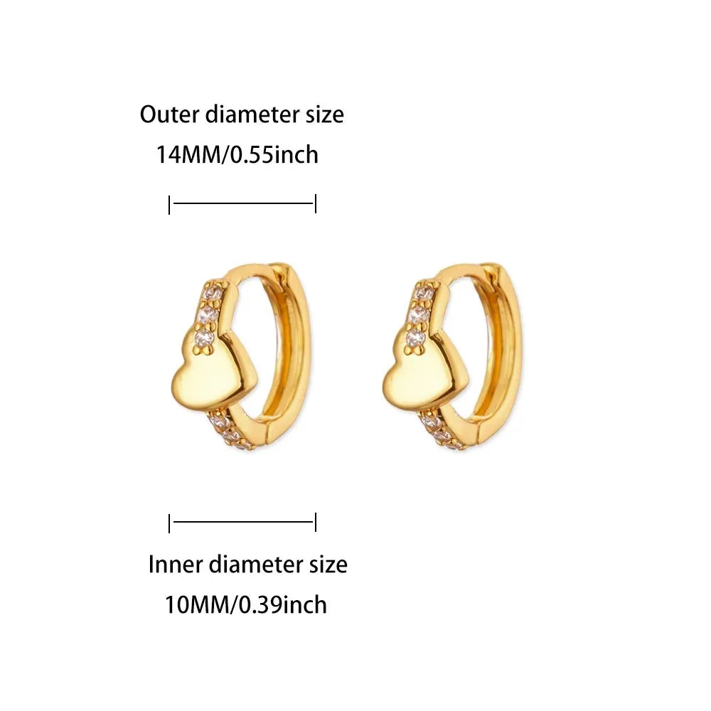 Hollow Zircon Heart Earrings for Women in Gold-Plated Stainless Steel - Elegant Wedding Couple Jewelry Gift with Free Shipping