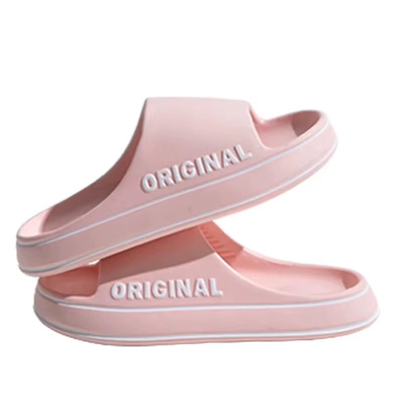 Women’s and Men’s Solid Color Thick Sole Anti-Slip Beach Slides and Indoor Bathroom Sandals