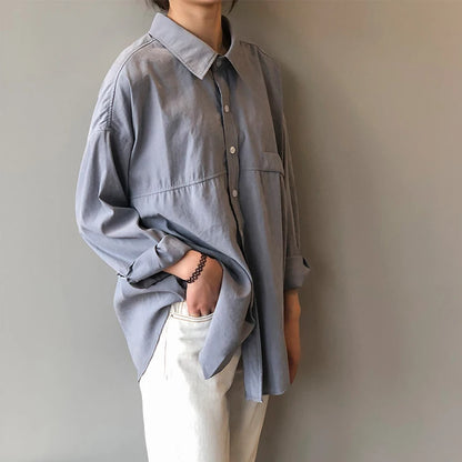 Minimalist Loose-Fit White Blouses for Women with Turn-Down Collar - Spring/Summer 2020 Collection