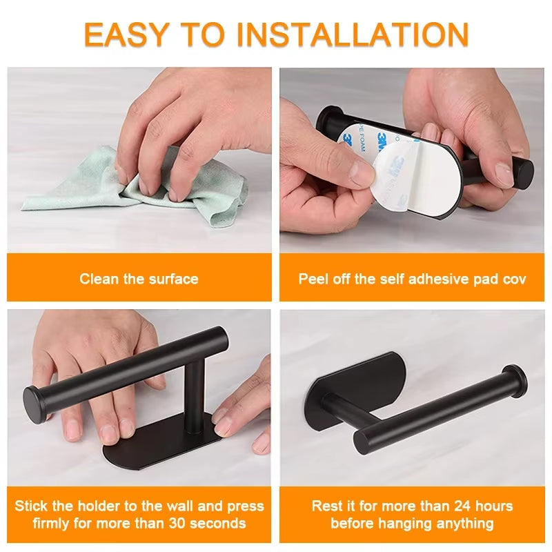 SUS304 Stainless Steel Self-Adhesive Wall-Mounted Toilet Paper Holder for Bathroom and Kitchen