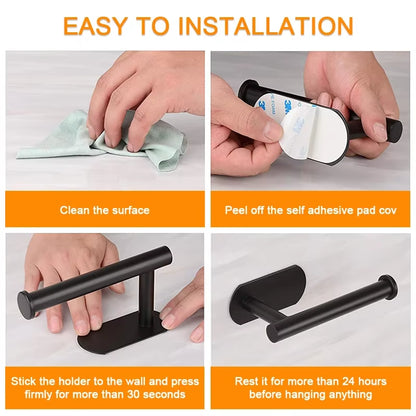 SUS304 Stainless Steel Self-Adhesive Wall-Mounted Toilet Paper Holder for Bathroom and Kitchen