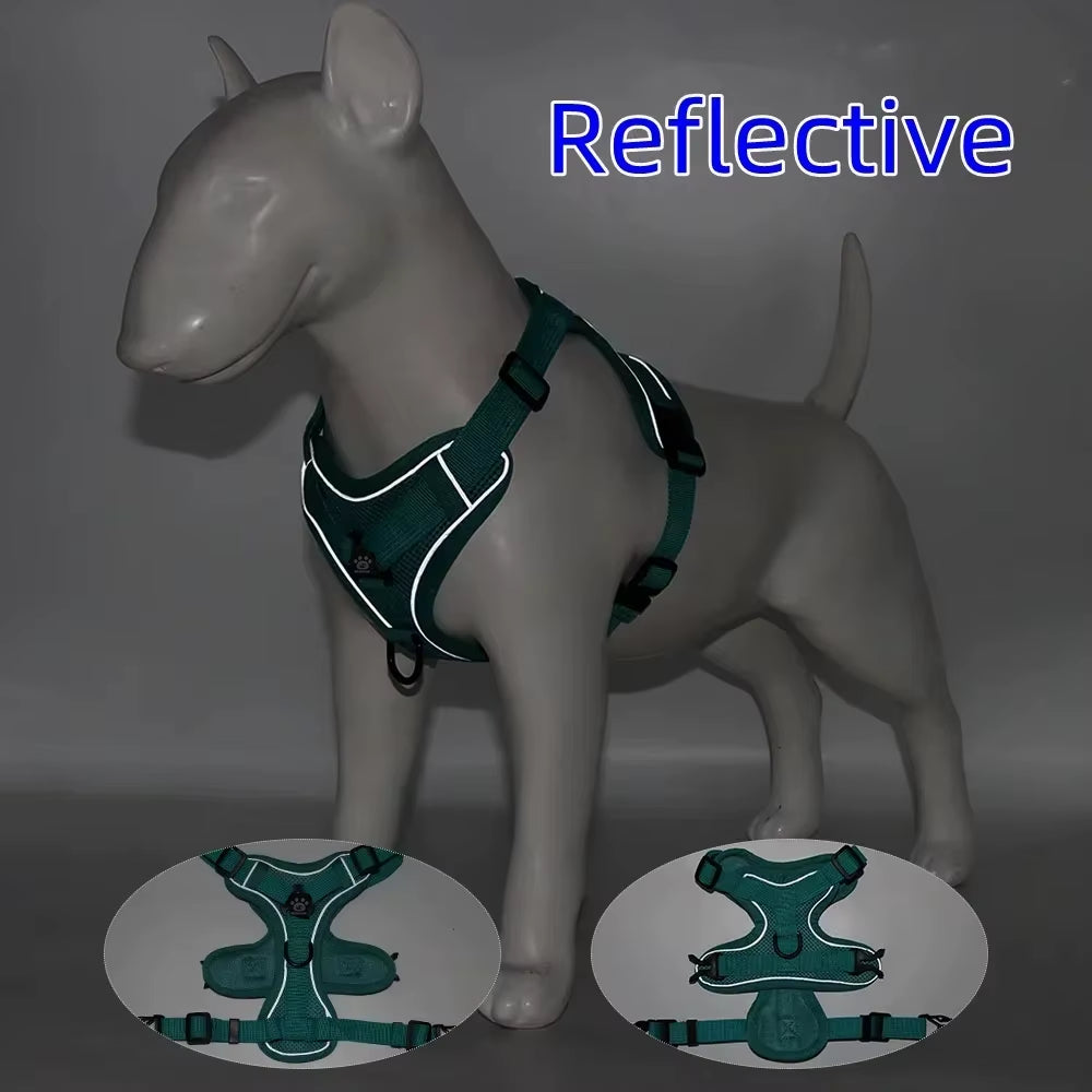 Adjustable No-Pull Dog Harness with 1.5M Traction Leash Set - Reflective, Breathable Vest for Dogs, Puppies, and Cats