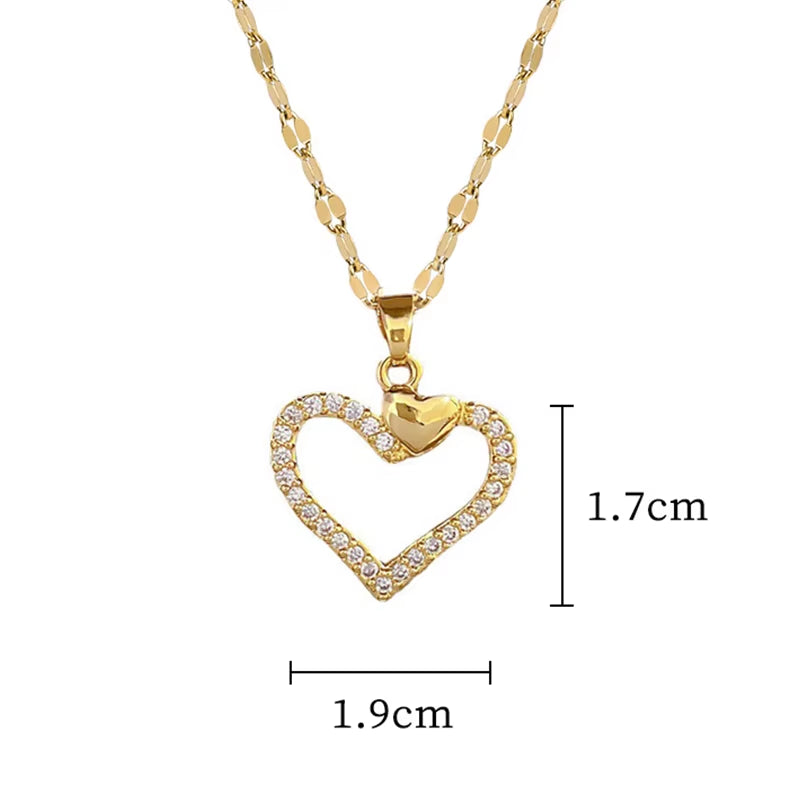 Elegant Gold-Plated Stainless Steel Heart Necklace with Zirconia for Women and Girls - Ideal for Parties, Birthdays, and Everyday Wear