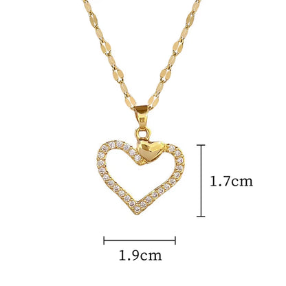 Elegant Gold-Plated Stainless Steel Heart Necklace with Zirconia for Women and Girls - Ideal for Parties, Birthdays, and Everyday Wear