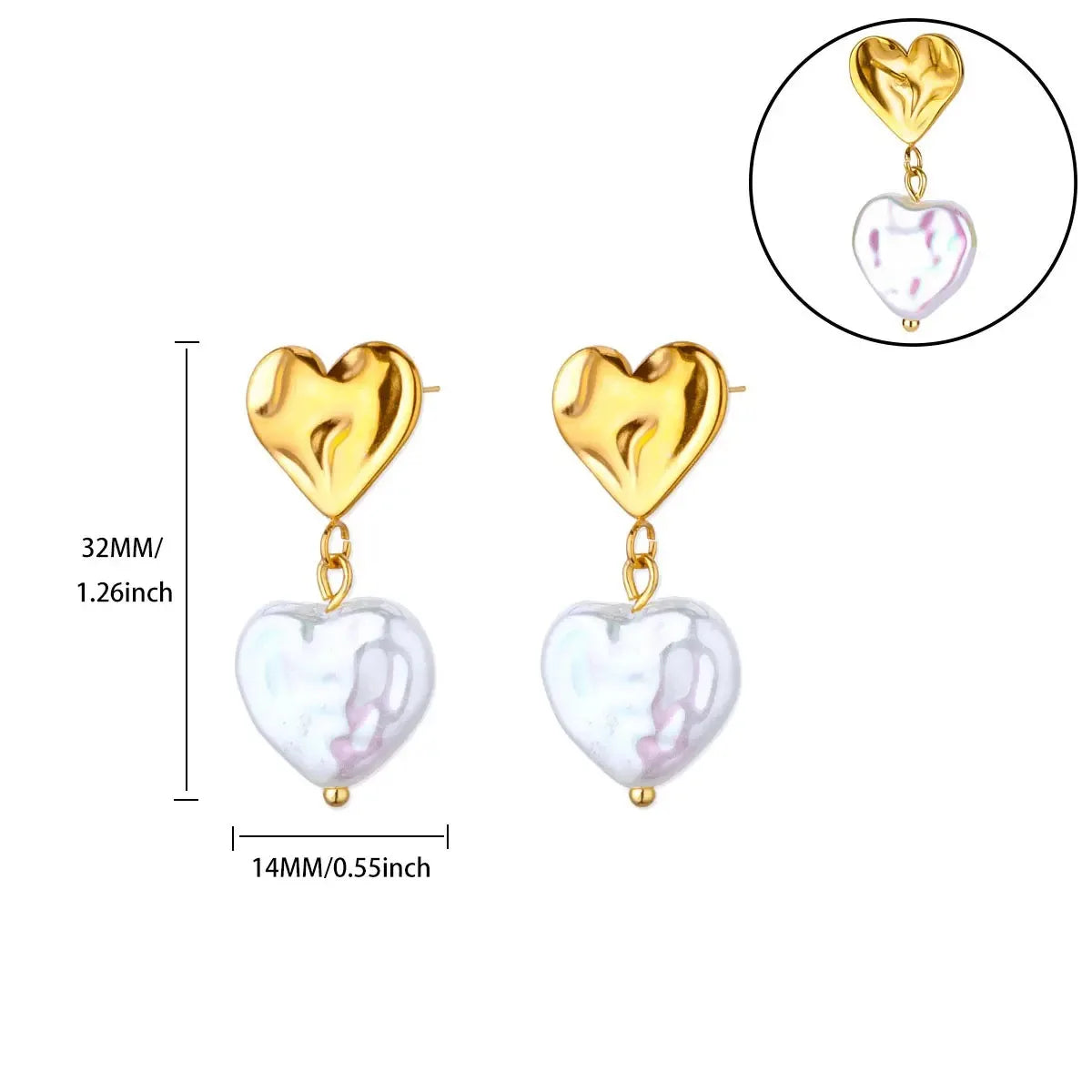 Hollow Zircon Heart Earrings for Women in Gold-Plated Stainless Steel - Elegant Wedding Couple Jewelry Gift with Free Shipping