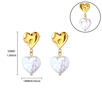 Hollow Zircon Heart Earrings for Women in Gold-Plated Stainless Steel - Elegant Wedding Couple Jewelry Gift with Free Shipping