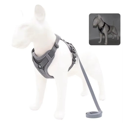 Adjustable No-Pull Dog Harness with 1.5M Traction Leash Set - Reflective, Breathable Vest for Dogs, Puppies, and Cats