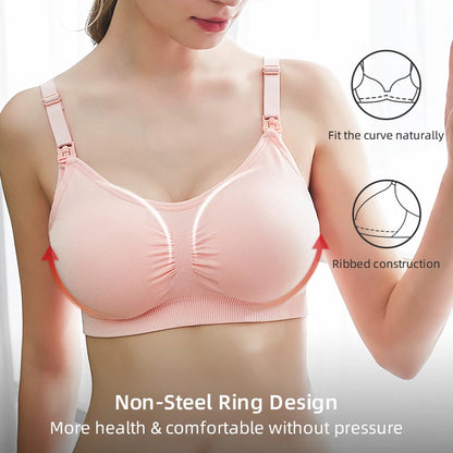 Premium Plus Size Nursing Bra - Breathable Seamless Maternity Bra for Comfortable Breastfeeding with Push-Up Support