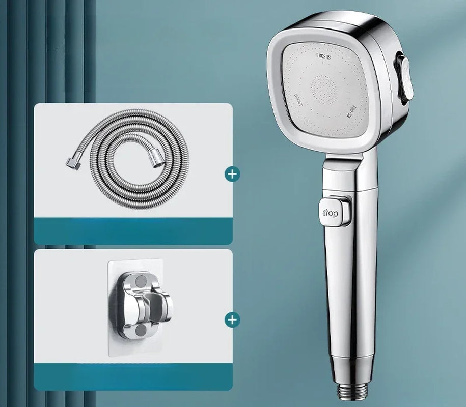High-Pressure Water-Saving Shower Head with Three Adjustable Modes and One-Key Stop Function for Enhanced Bathroom Experience