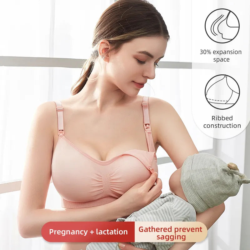Premium Plus Size Nursing Bra - Breathable Seamless Maternity Bra for Comfortable Breastfeeding with Push-Up Support