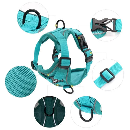 Adjustable No-Pull Dog Harness with 1.5M Traction Leash Set - Reflective, Breathable Vest for Dogs, Puppies, and Cats