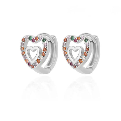 Hollow Zircon Heart Earrings for Women in Gold-Plated Stainless Steel - Elegant Wedding Couple Jewelry Gift with Free Shipping