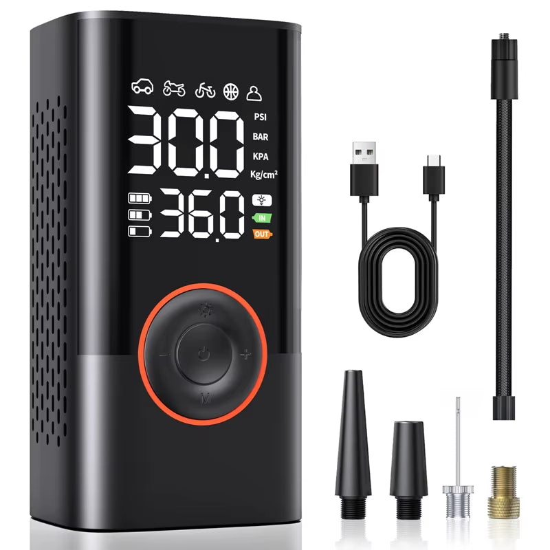 Wireless Electric Air Compressor for Tires - Multi-Purpose Inflator for Motorcycles, Bicycles, Boats, and Sports Equipment