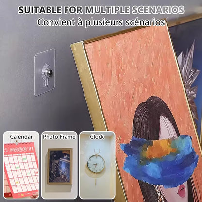 Heavy-Duty Self-Adhesive Wall Hooks for Frames, Posters, Photos, and Clocks - No Drilling Required