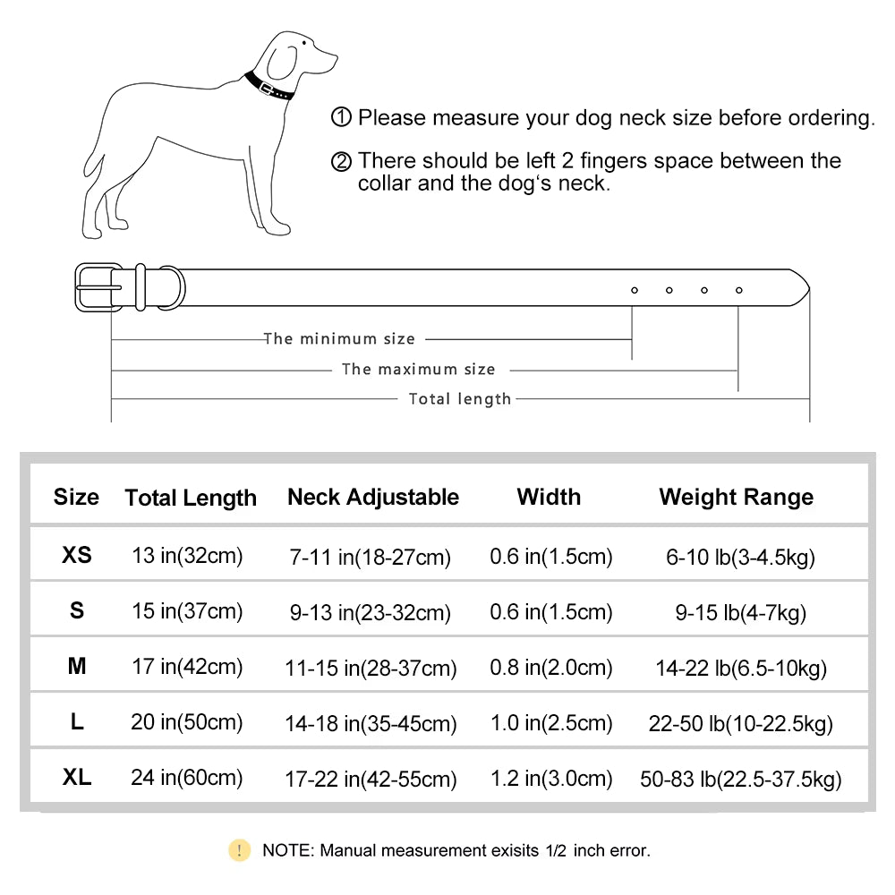 Personalized PU Leather Dog Collar with Soft Padding and Free Engraving for Small, Medium, and Large Dogs - Adjustable Fit
