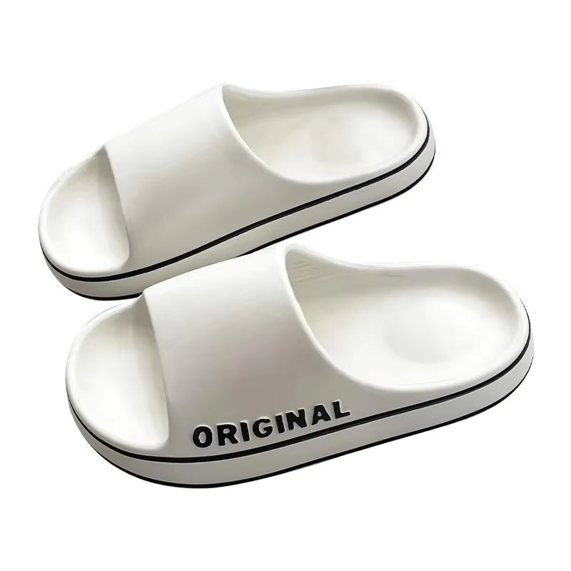 Women’s and Men’s Solid Color Thick Sole Anti-Slip Beach Slides and Indoor Bathroom Sandals