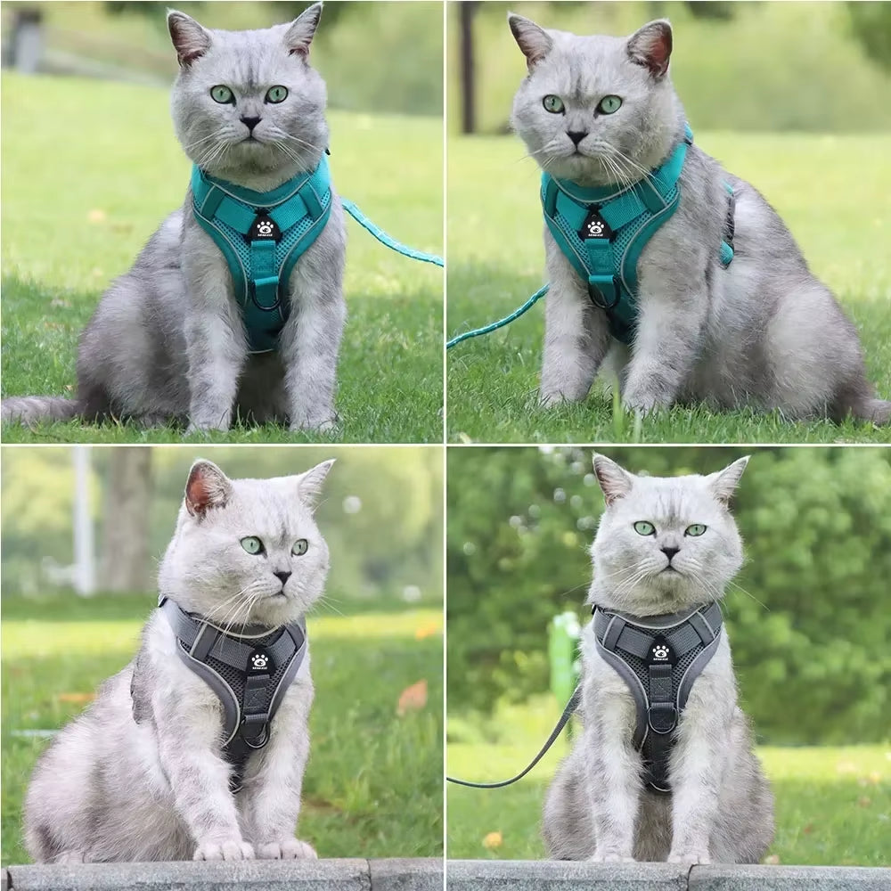 Adjustable No-Pull Dog Harness with 1.5M Traction Leash Set - Reflective, Breathable Vest for Dogs, Puppies, and Cats