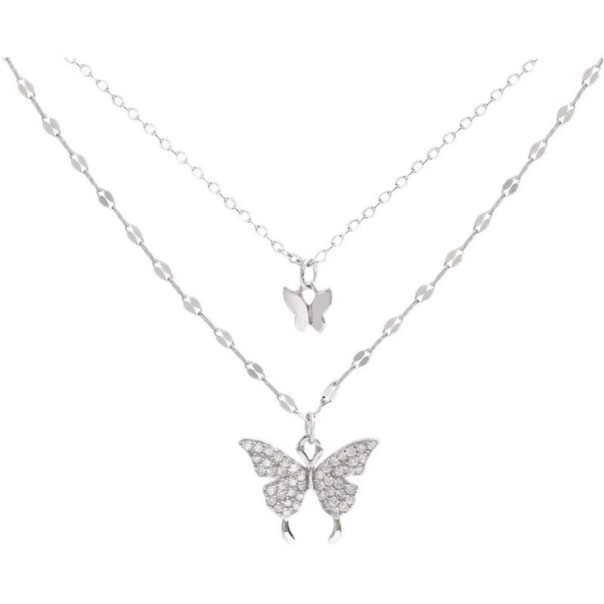 Exquisite Double Layer Butterfly Necklace for Women - Elegant Clavicle Chain Jewelry Gift