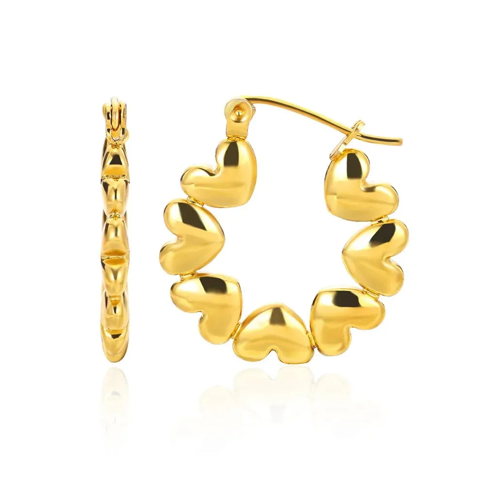 Hollow Zircon Heart Earrings for Women in Gold-Plated Stainless Steel - Elegant Wedding Couple Jewelry Gift with Free Shipping