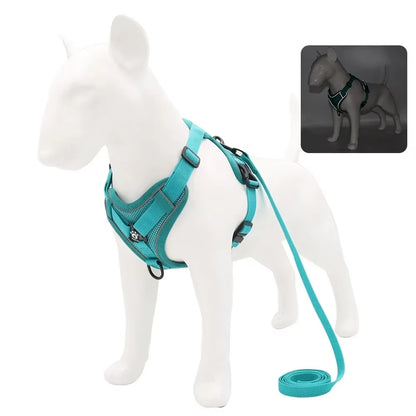 Adjustable No-Pull Dog Harness with 1.5M Traction Leash Set - Reflective, Breathable Vest for Dogs, Puppies, and Cats
