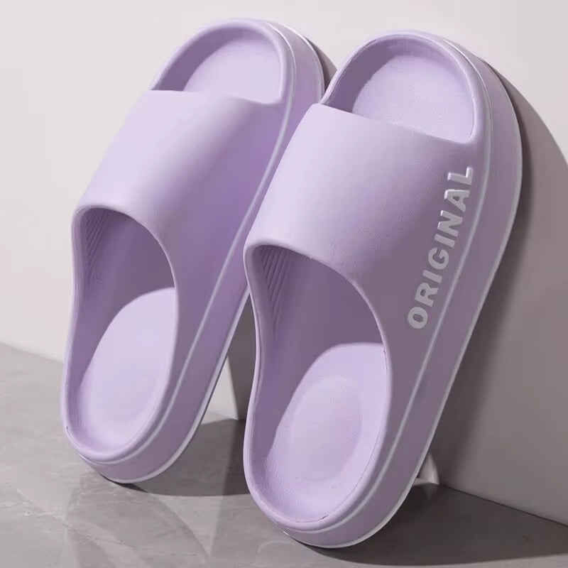 Women’s and Men’s Solid Color Thick Sole Anti-Slip Beach Slides and Indoor Bathroom Sandals