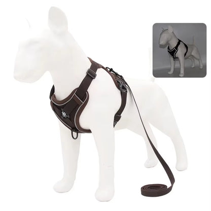 Adjustable No-Pull Dog Harness with 1.5M Traction Leash Set - Reflective, Breathable Vest for Dogs, Puppies, and Cats
