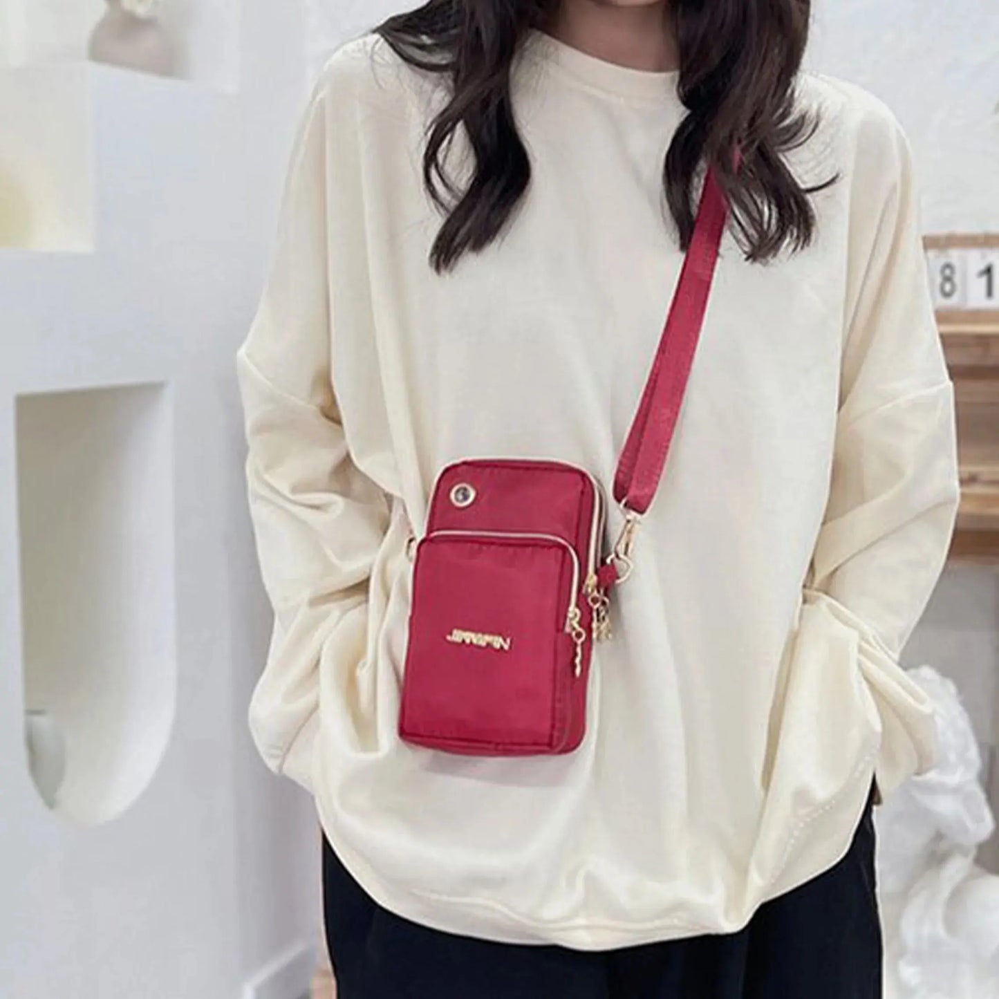Women's Crossbody Mini Mobile Phone Bag - 2024 Fashionable Neck Hanging Coin Pouch for Active Moms
