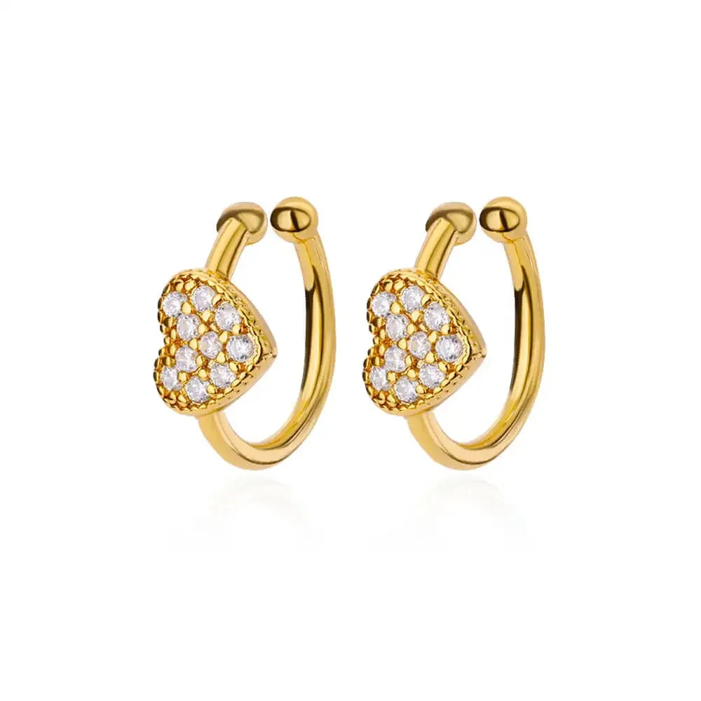 Hollow Zircon Heart Earrings for Women in Gold-Plated Stainless Steel - Elegant Wedding Couple Jewelry Gift with Free Shipping