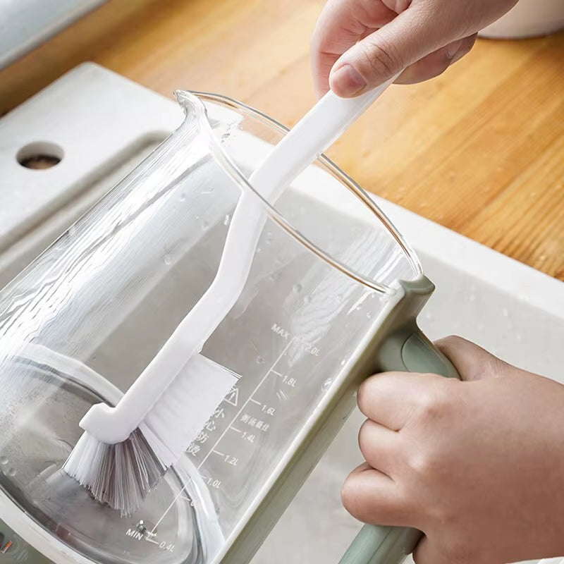 Japanese Style Long Handle Sink Brush with Elbow Design for Efficient Crevice Cleaning and Wall Hanging Storage