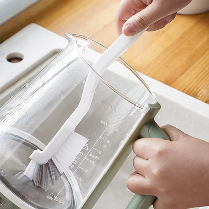 Japanese Style Long Handle Sink Brush with Elbow Design for Efficient Crevice Cleaning and Wall Hanging Storage
