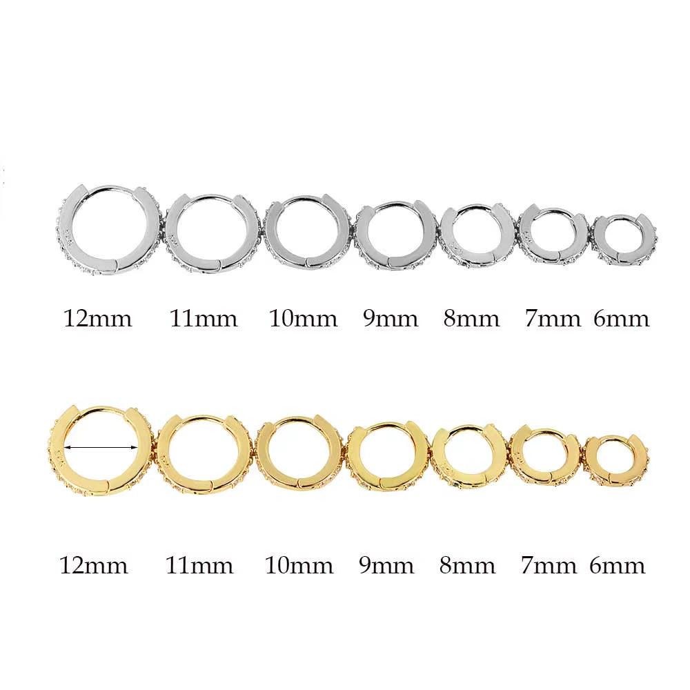 Stainless Steel Minimalist Hoop Earrings with Crystal Zirconia - Small Huggie Earrings for Helix and Tragus Piercings
