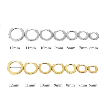 Stainless Steel Minimalist Hoop Earrings with Crystal Zirconia - Small Huggie Earrings for Helix and Tragus Piercings