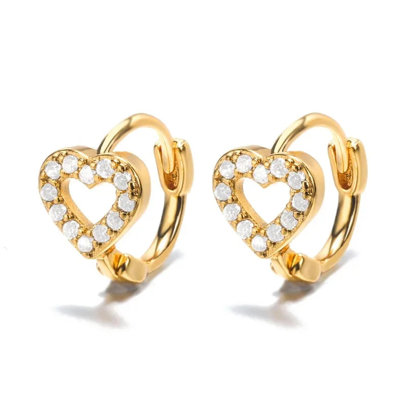 Hollow Zircon Heart Earrings for Women in Gold-Plated Stainless Steel - Elegant Wedding Couple Jewelry Gift with Free Shipping