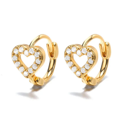 Hollow Zircon Heart Earrings for Women in Gold-Plated Stainless Steel - Elegant Wedding Couple Jewelry Gift with Free Shipping