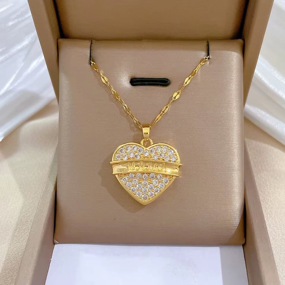 Elegant Gold-Plated Stainless Steel Heart Necklace with Zirconia for Women and Girls - Ideal for Parties, Birthdays, and Everyday Wear