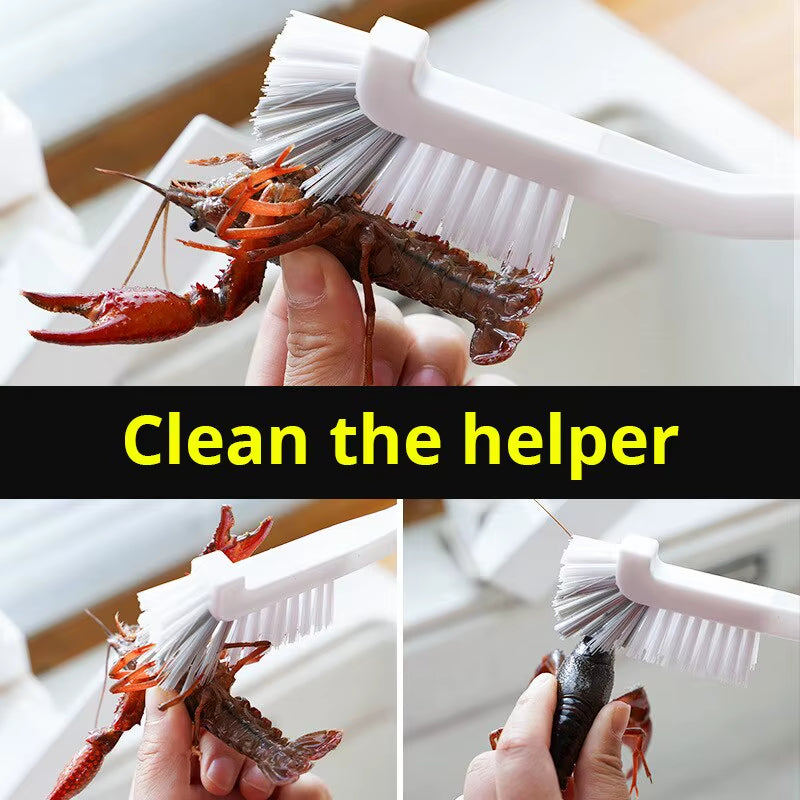 Japanese Style Long Handle Sink Brush with Elbow Design for Efficient Crevice Cleaning and Wall Hanging Storage