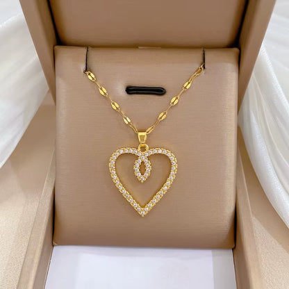 Elegant Gold-Plated Stainless Steel Heart Necklace with Zirconia for Women and Girls - Ideal for Parties, Birthdays, and Everyday Wear