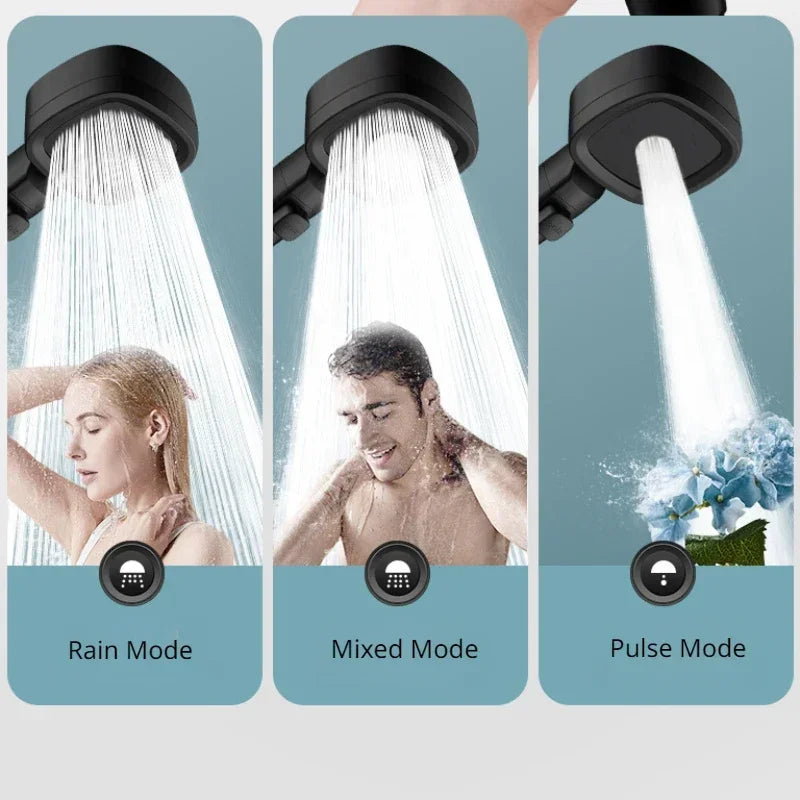 High-Pressure Water-Saving Shower Head with Three Adjustable Modes and One-Key Stop Function for Enhanced Bathroom Experience