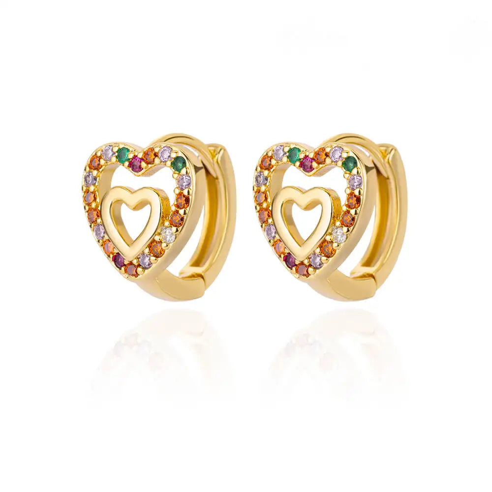 Hollow Zircon Heart Earrings for Women in Gold-Plated Stainless Steel - Elegant Wedding Couple Jewelry Gift with Free Shipping