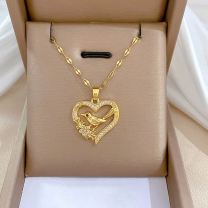 Elegant Gold-Plated Stainless Steel Heart Necklace with Zirconia for Women and Girls - Ideal for Parties, Birthdays, and Everyday Wear
