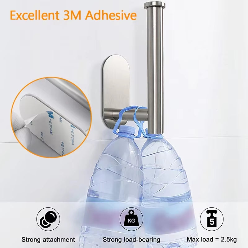 SUS304 Stainless Steel Self-Adhesive Wall-Mounted Toilet Paper Holder for Bathroom and Kitchen