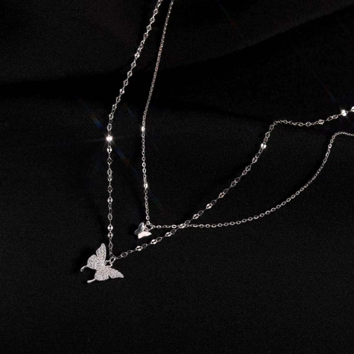 Exquisite Double Layer Butterfly Necklace for Women - Elegant Clavicle Chain Jewelry Gift
