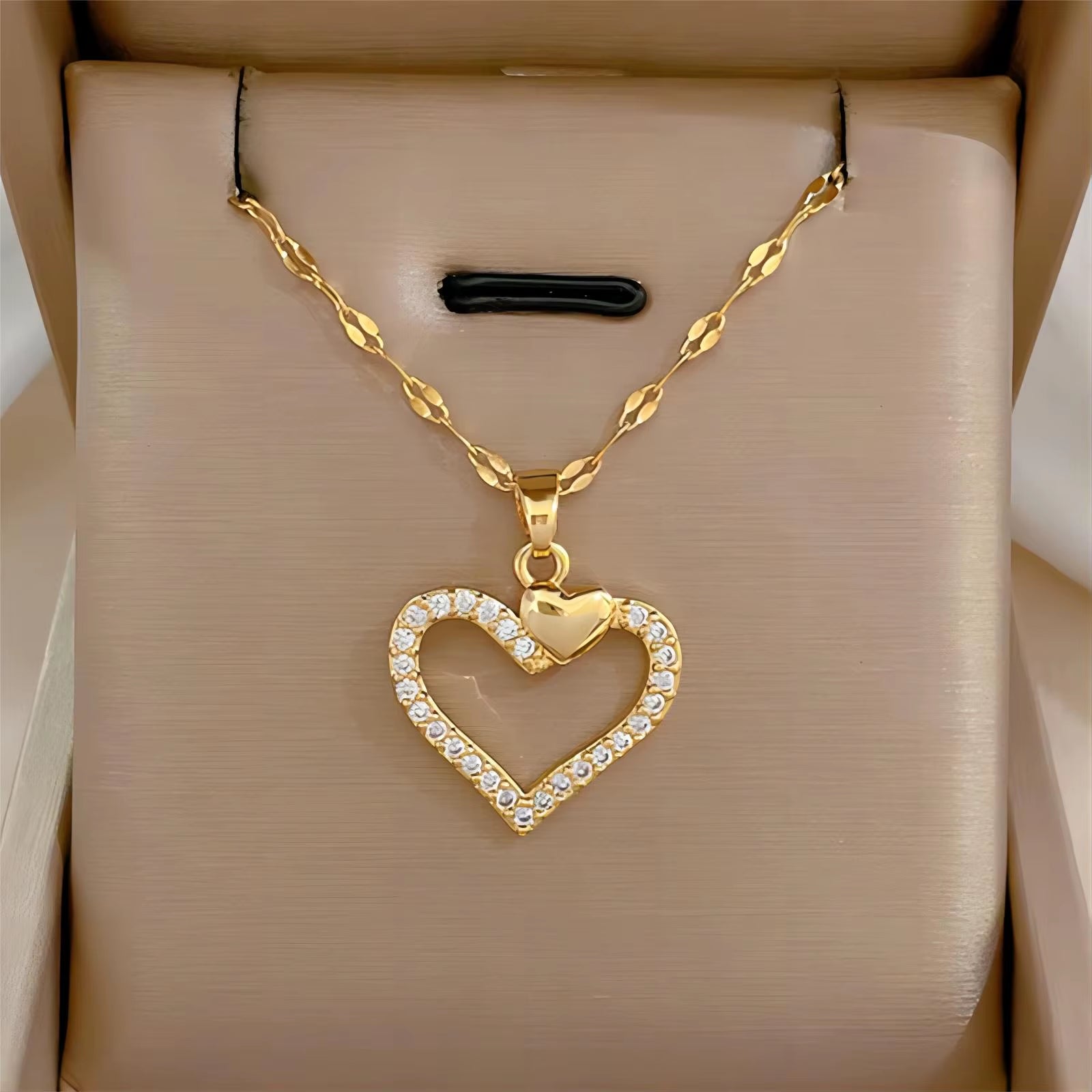 Elegant Gold-Plated Stainless Steel Heart Necklace with Zirconia for Women and Girls - Ideal for Parties, Birthdays, and Everyday Wear