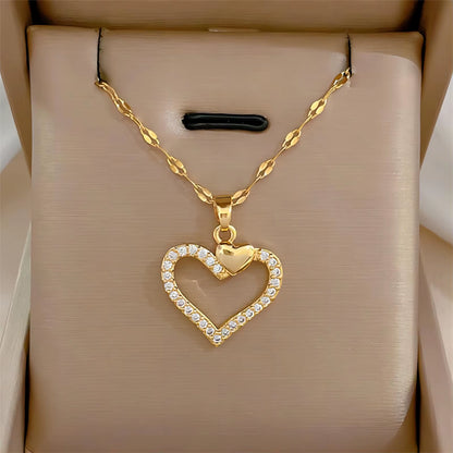 Elegant Gold-Plated Stainless Steel Heart Necklace with Zirconia for Women and Girls - Ideal for Parties, Birthdays, and Everyday Wear