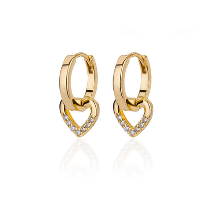 Hollow Zircon Heart Earrings for Women in Gold-Plated Stainless Steel - Elegant Wedding Couple Jewelry Gift with Free Shipping