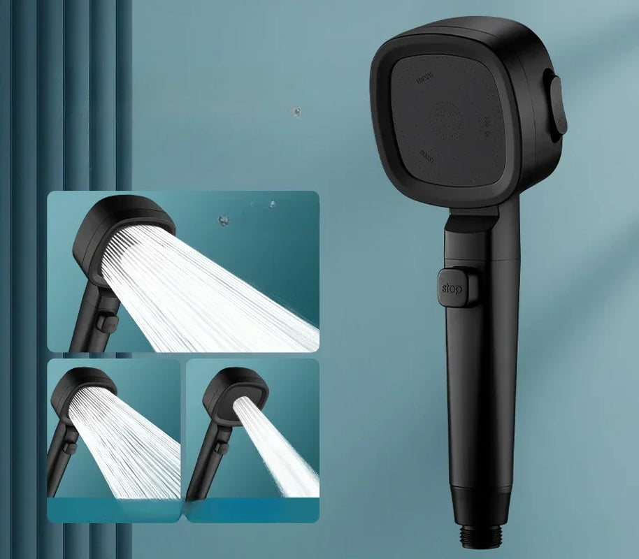 High-Pressure Water-Saving Shower Head with Three Adjustable Modes and One-Key Stop Function for Enhanced Bathroom Experience
