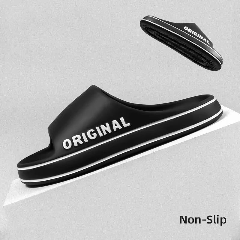 Women’s and Men’s Solid Color Thick Sole Anti-Slip Beach Slides and Indoor Bathroom Sandals