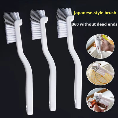 Japanese Style Long Handle Sink Brush with Elbow Design for Efficient Crevice Cleaning and Wall Hanging Storage