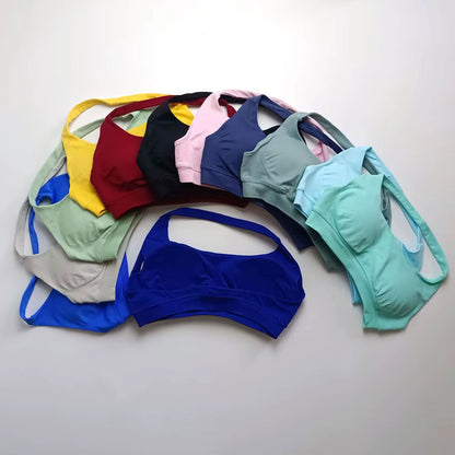 High Support Seamless Halter Sports Bra for Women - Open Back Design for Gym, Yoga, and Fitness Activities