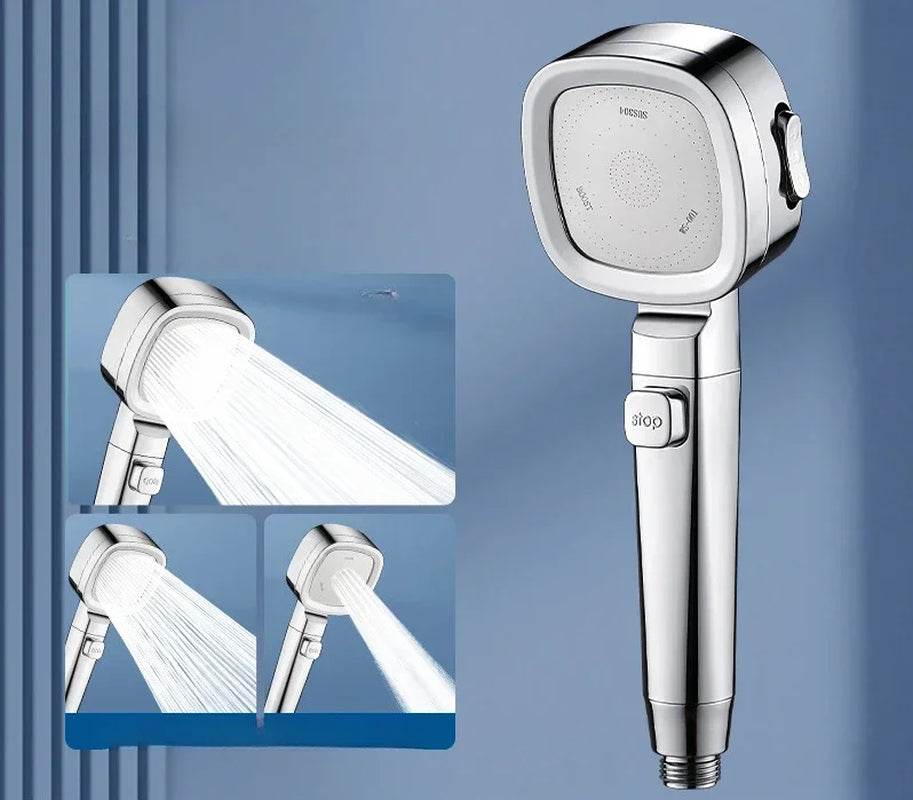 High-Pressure Water-Saving Shower Head with Three Adjustable Modes and One-Key Stop Function for Enhanced Bathroom Experience